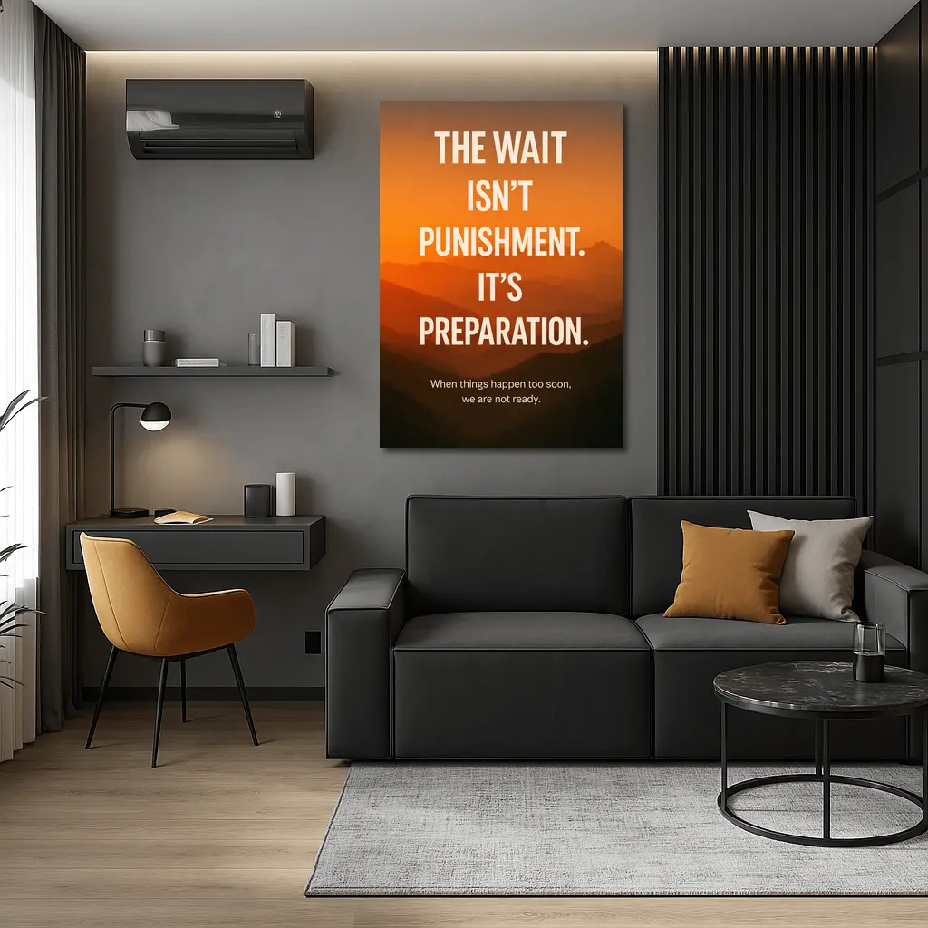 The Wait Is Preparation Motivational Mountain Sunset – Wall Art