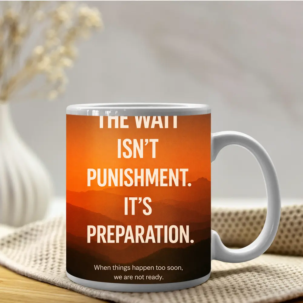 The Wait Is Preparation Motivational Mountain Sunset – Mugs