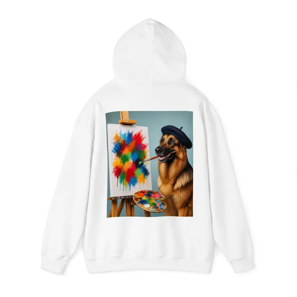 German Shepherd Artist Painting Colorful Abstract Canvas – Hoodies