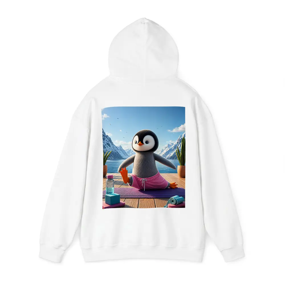 Cute Penguin Doing Yoga Snowy Mountains – Hoodies