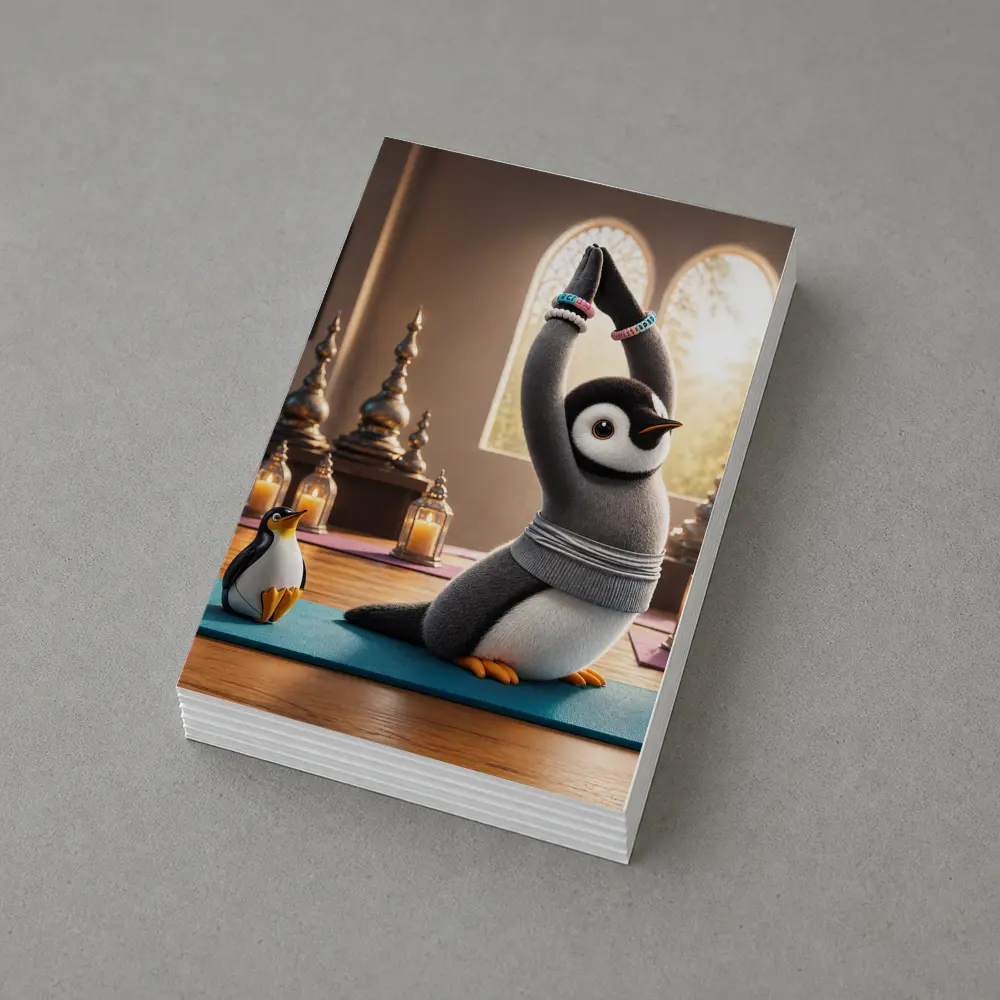 Cute Penguin Doing Yoga Candlelit Studio – Postcards