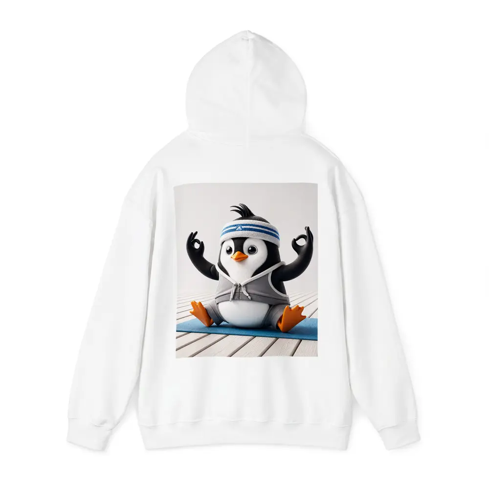 Cartoon Penguin Doing Yoga On Mat – Hoodies