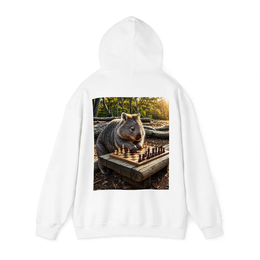 Wombat Playing Chess in Australian Bush – Hoodies