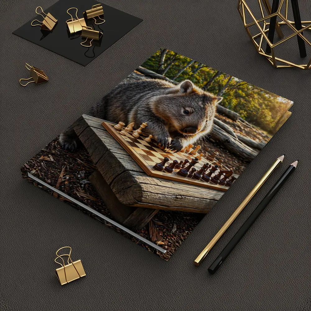 Wombat Playing Chess in Australian Bush – Notebooks
