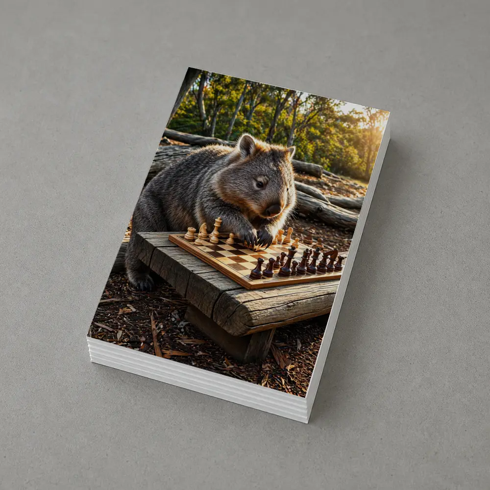 Wombat Playing Chess in Australian Bush – Postcards