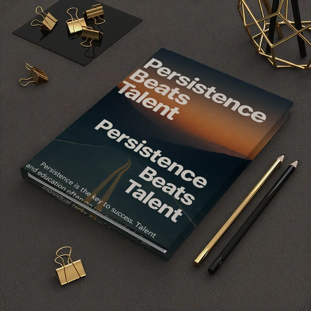 Persistence Beats Talent Motivational Road Quote – Notebooks