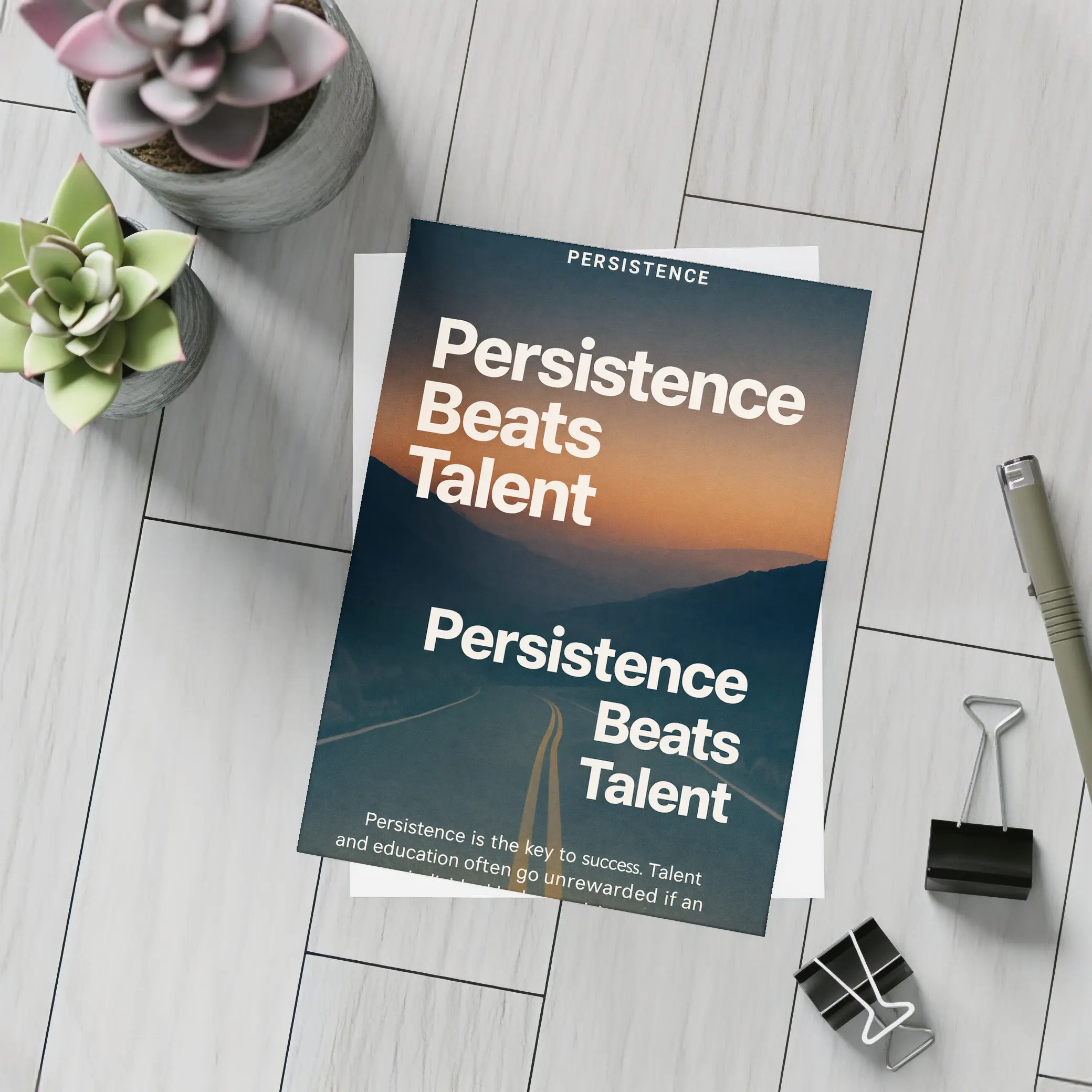 Persistence Beats Talent Motivational Road Quote – Postcards