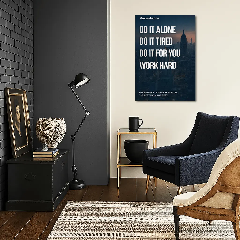 Persistence Hard Work Quote City Night – Wall Art