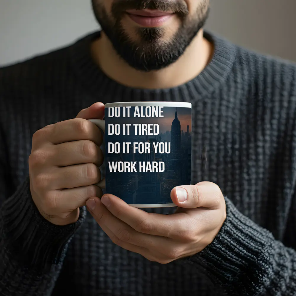 Persistence Hard Work Quote City Night – Mugs