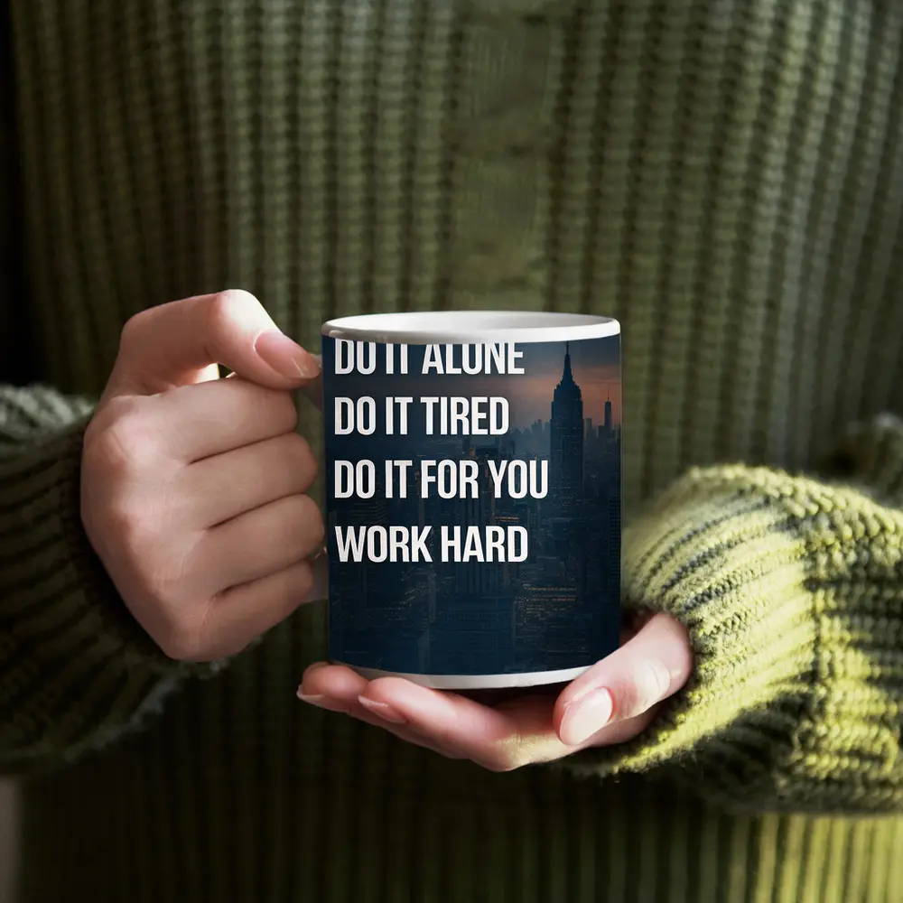 Persistence Hard Work Quote City Night – Mugs