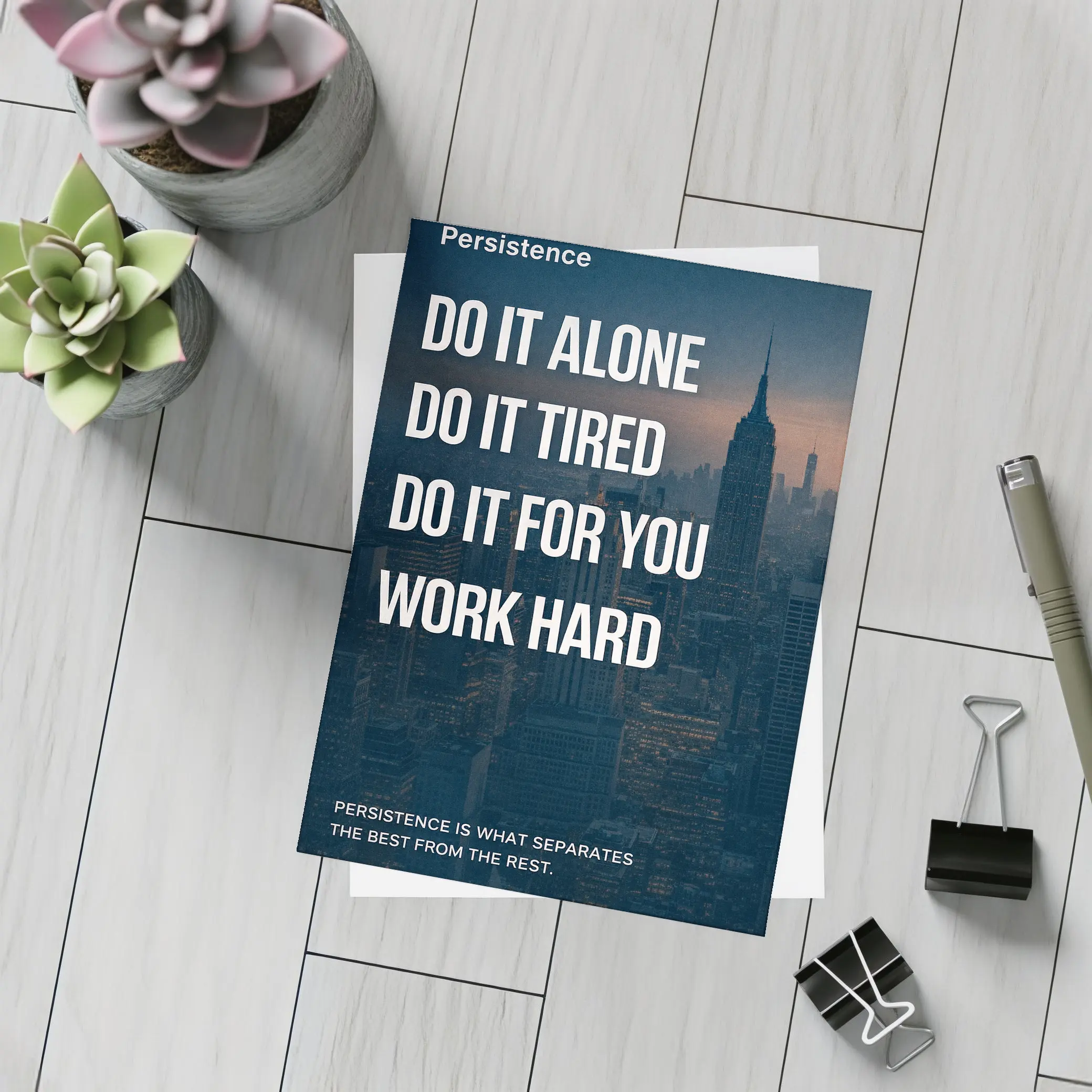 Persistence Hard Work Quote City Night – Postcards