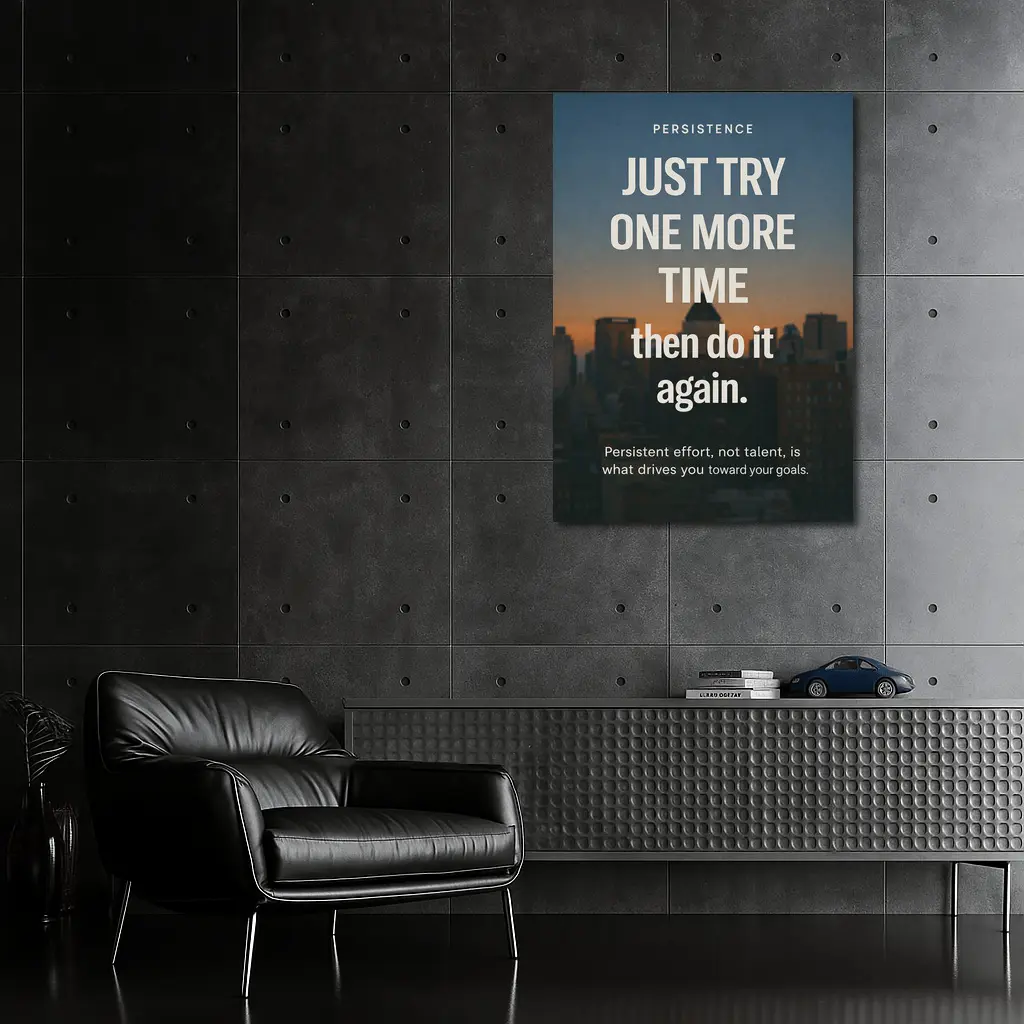 Persistence Motivation Quote City Skyline – Wall Art