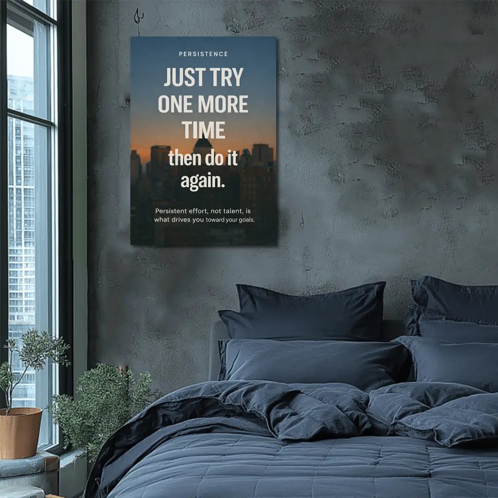 Persistence Motivation Quote City Skyline – Wall Art