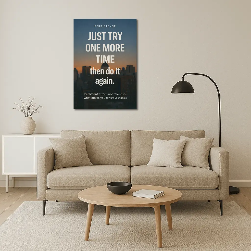 Persistence Motivation Quote City Skyline – Wall Art
