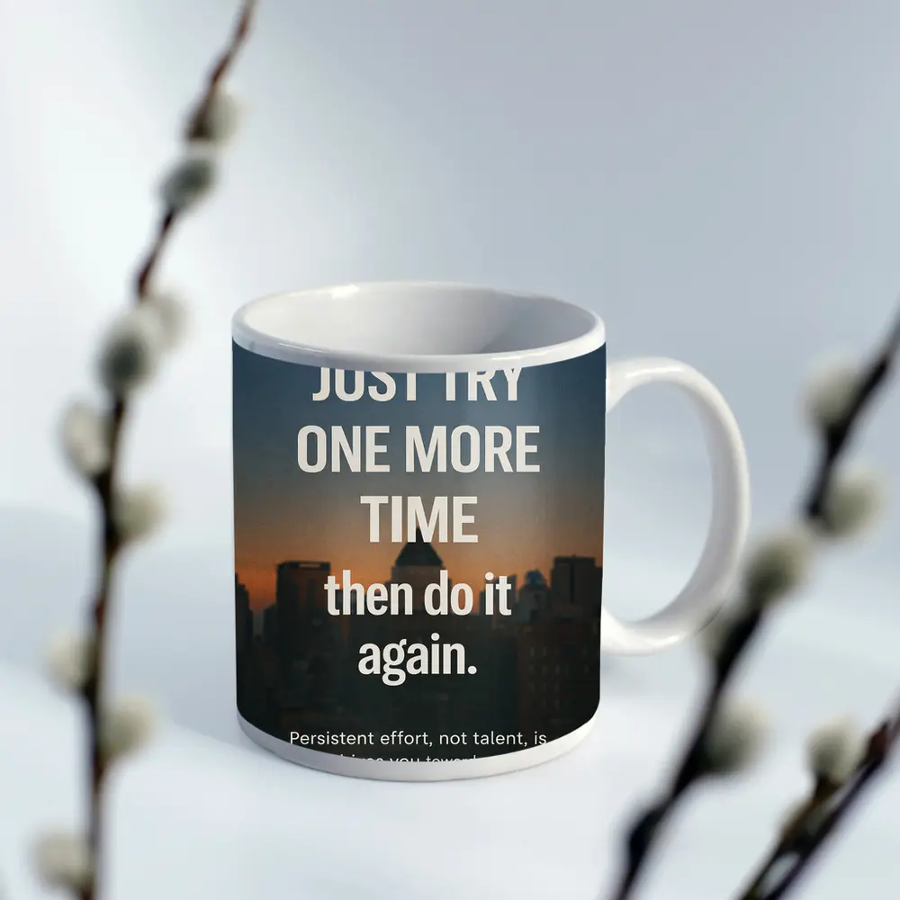 Persistence Motivation Quote City Skyline – Mugs