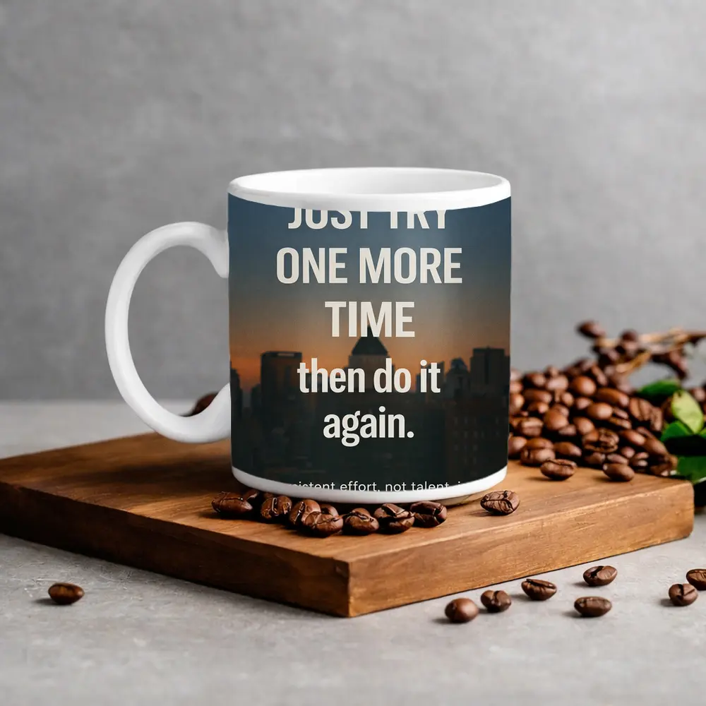 Persistence Motivation Quote City Skyline – Mugs