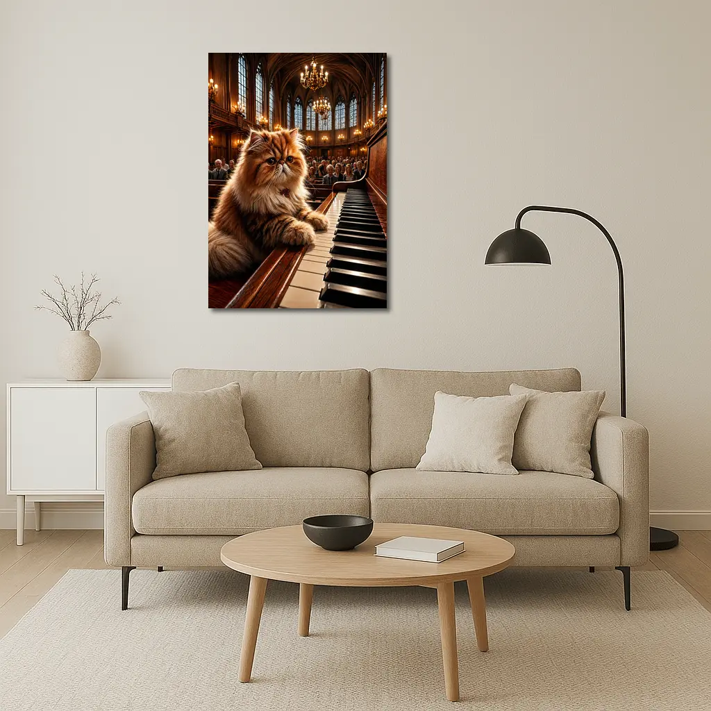Persian Cat Playing Piano Concert Hall – Wall Art