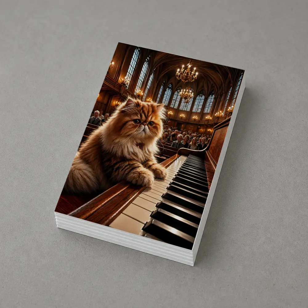 Persian Cat Playing Piano Concert Hall – Postcards