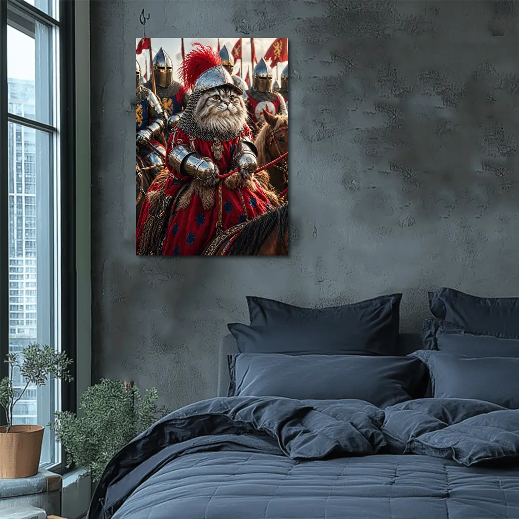 Persian Cat Knight Leading Medieval Army – Wall Art