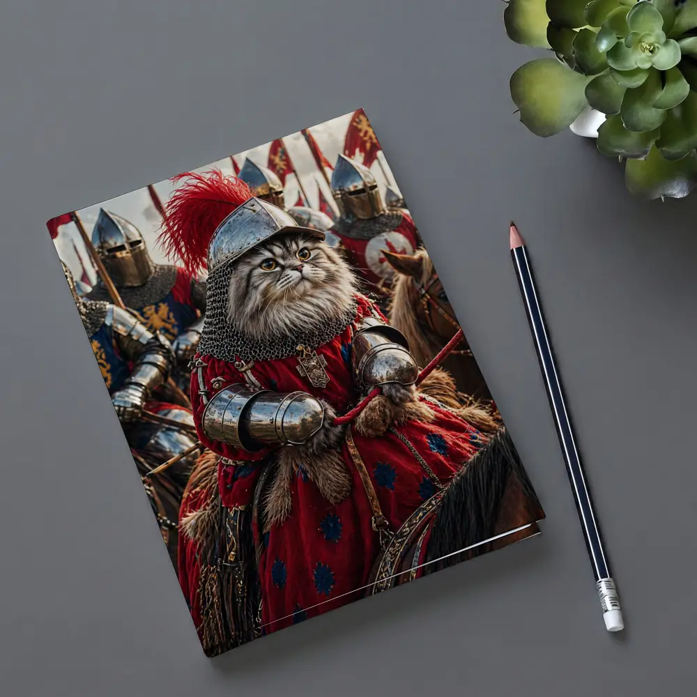 Persian Cat Knight Leading Medieval Army – Notebooks