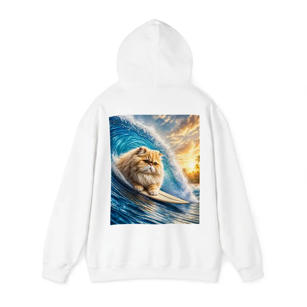 Persian Cat Surfing Giant Ocean Wave – Hoodies