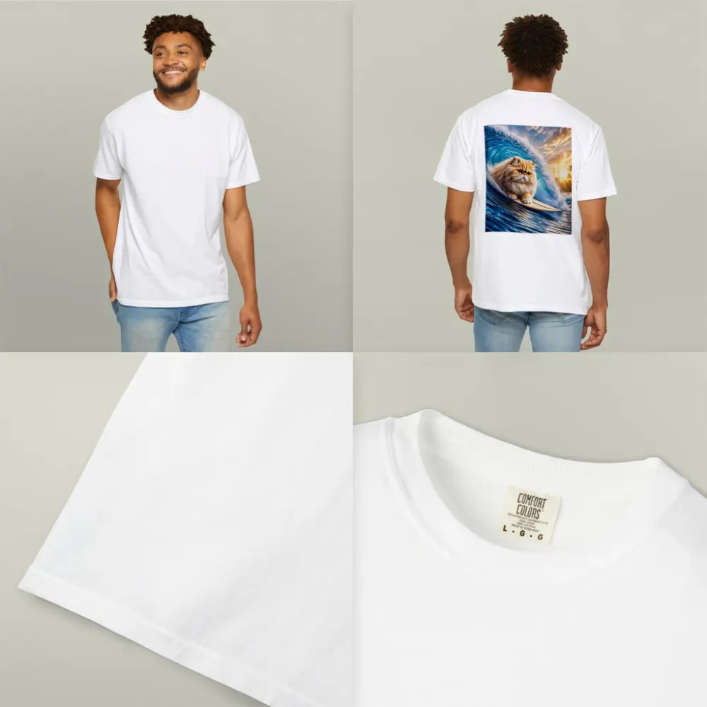 Persian Cat Surfing Giant Ocean Wave – T-Shirts
