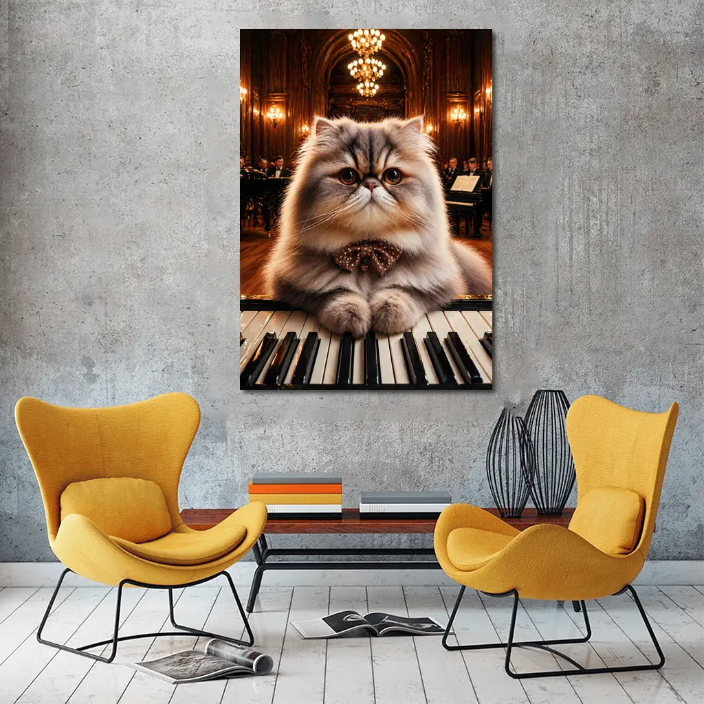 Persian Cat Pianist Concert Hall Orchestra – Wall Art