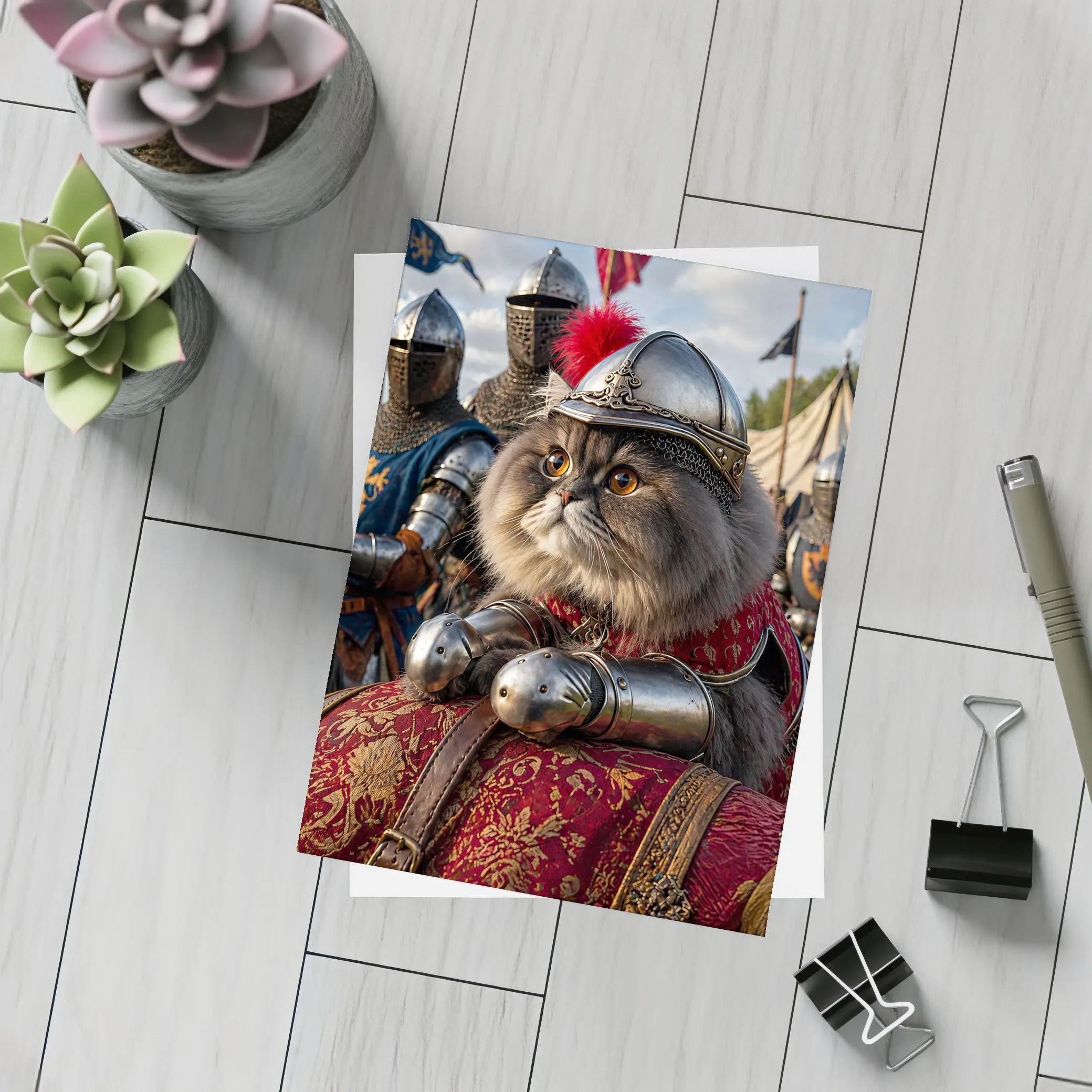Persian Cat Knight Armor Medieval Tournament – Postcards