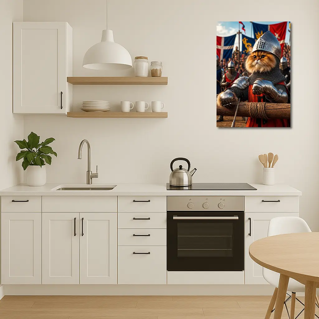 Persian Cat Knight Medieval Tournament Battle Scene – Wall Art
