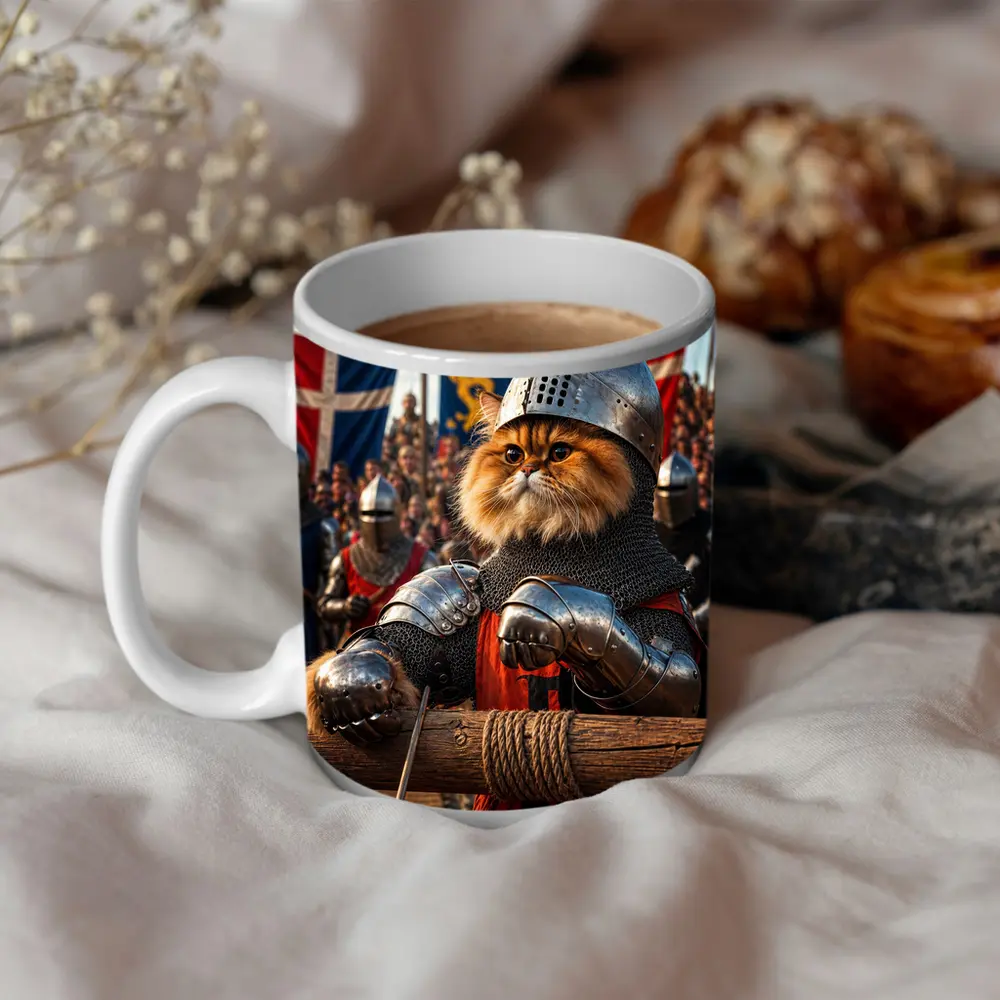 Persian Cat Knight Medieval Tournament Battle Scene – Mugs