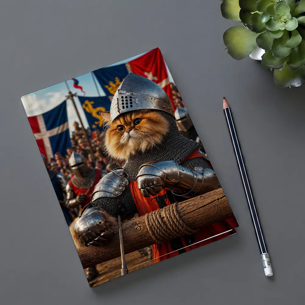 Persian Cat Knight Medieval Tournament Battle Scene – Notebooks