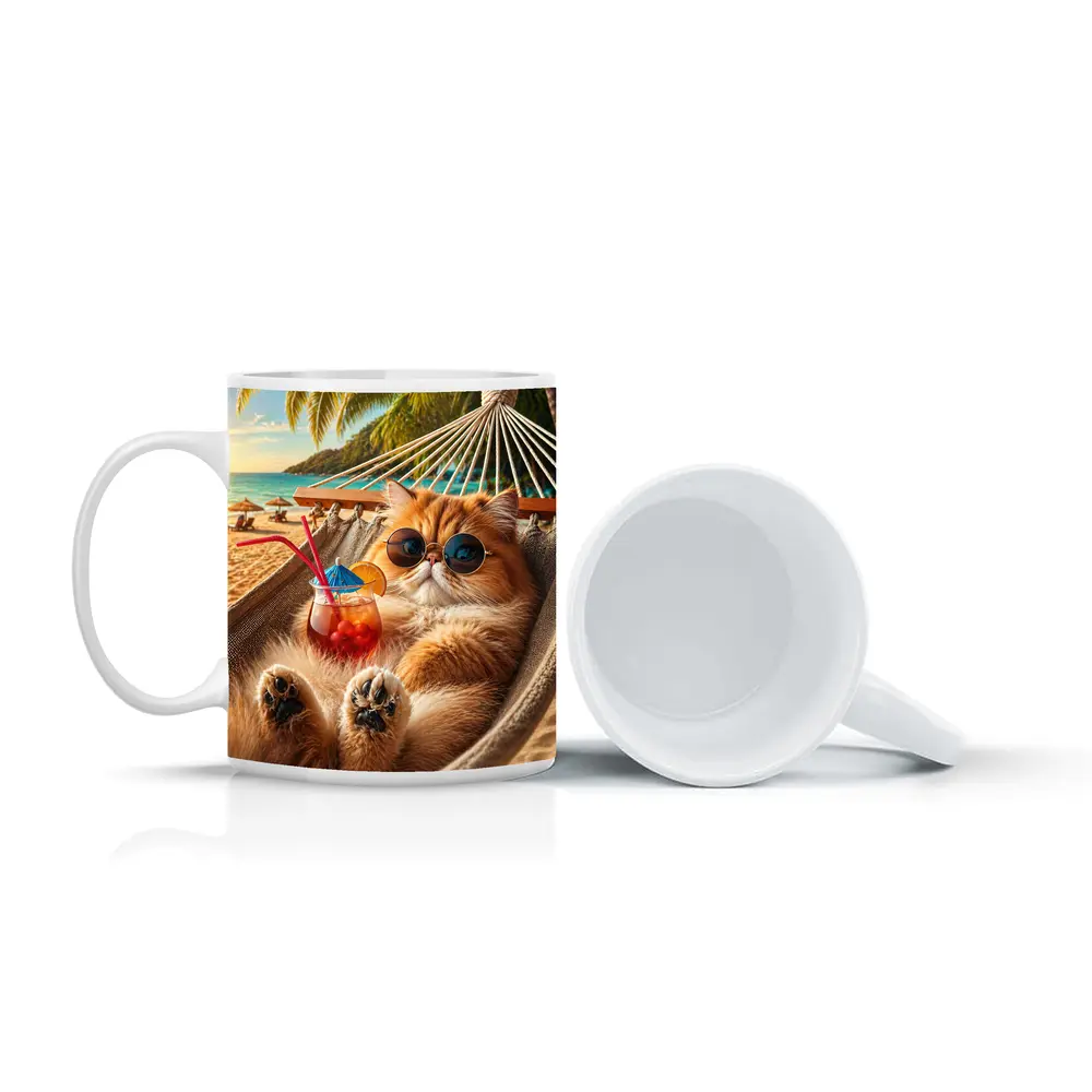 Persian Cat Relaxing Beach Hammock Cocktail – Mugs