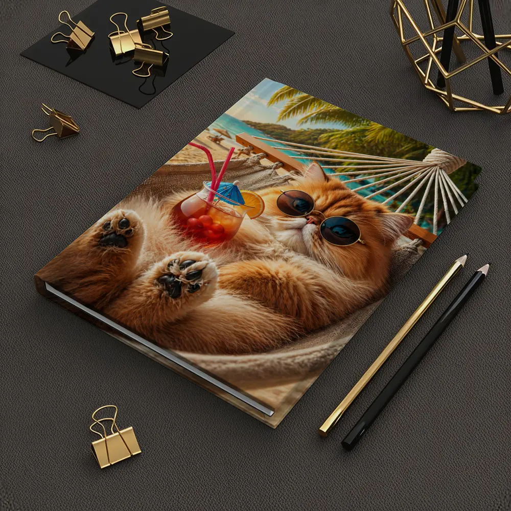 Persian Cat Relaxing Beach Hammock Cocktail – Notebooks