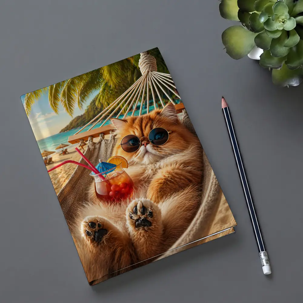 Persian Cat Relaxing Beach Hammock Cocktail – Notebooks