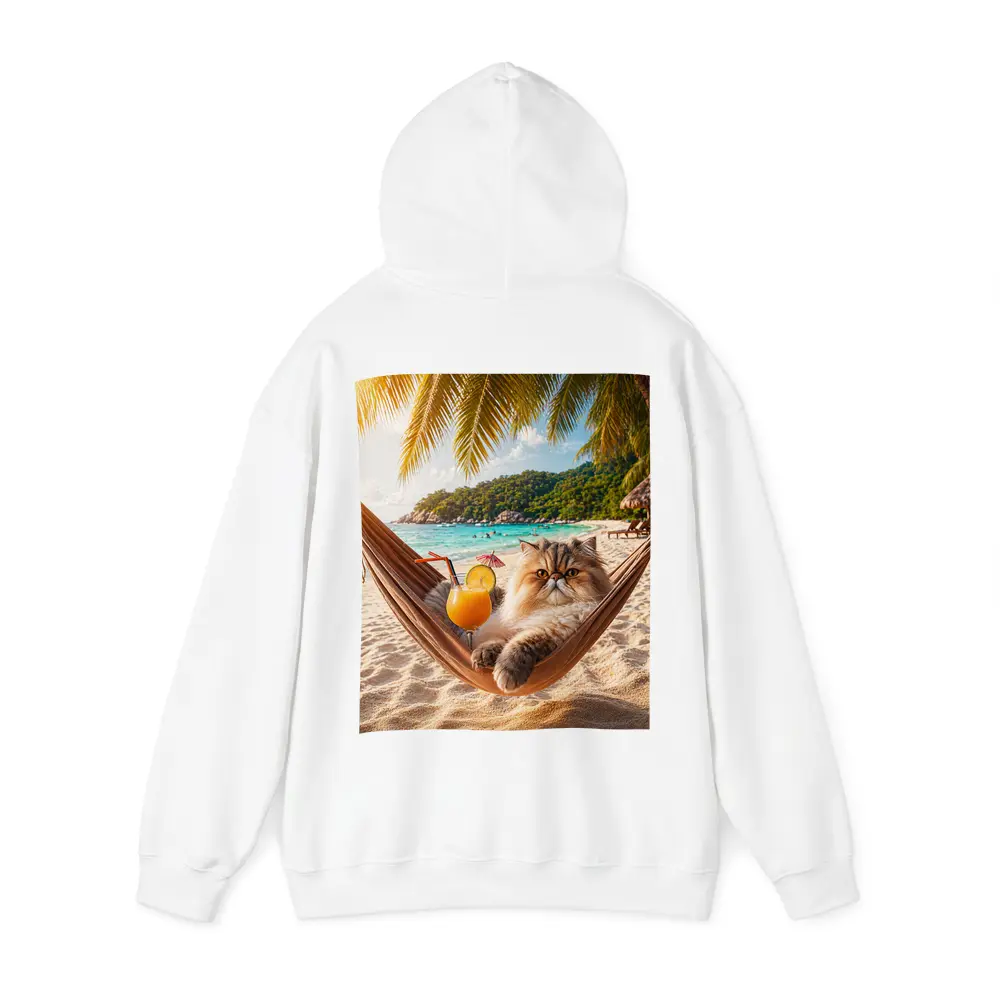 Persian Cat Relaxing Beach Hammock Tropical Cocktail – Hoodies