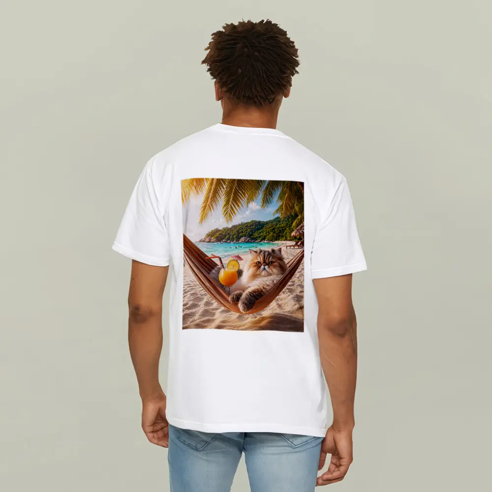 Persian Cat Relaxing Beach Hammock Tropical Cocktail – T-Shirts