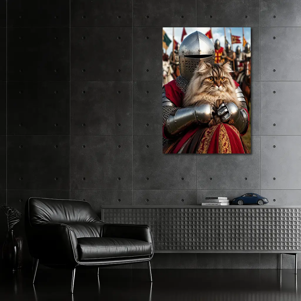 Persian Cat Knight Medieval Tournament Battle Scene – Wall Art