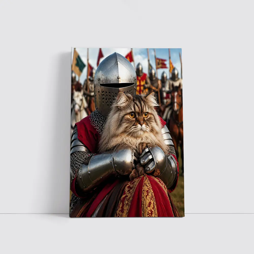 Persian Cat Knight Medieval Tournament Battle Scene – Wall Art