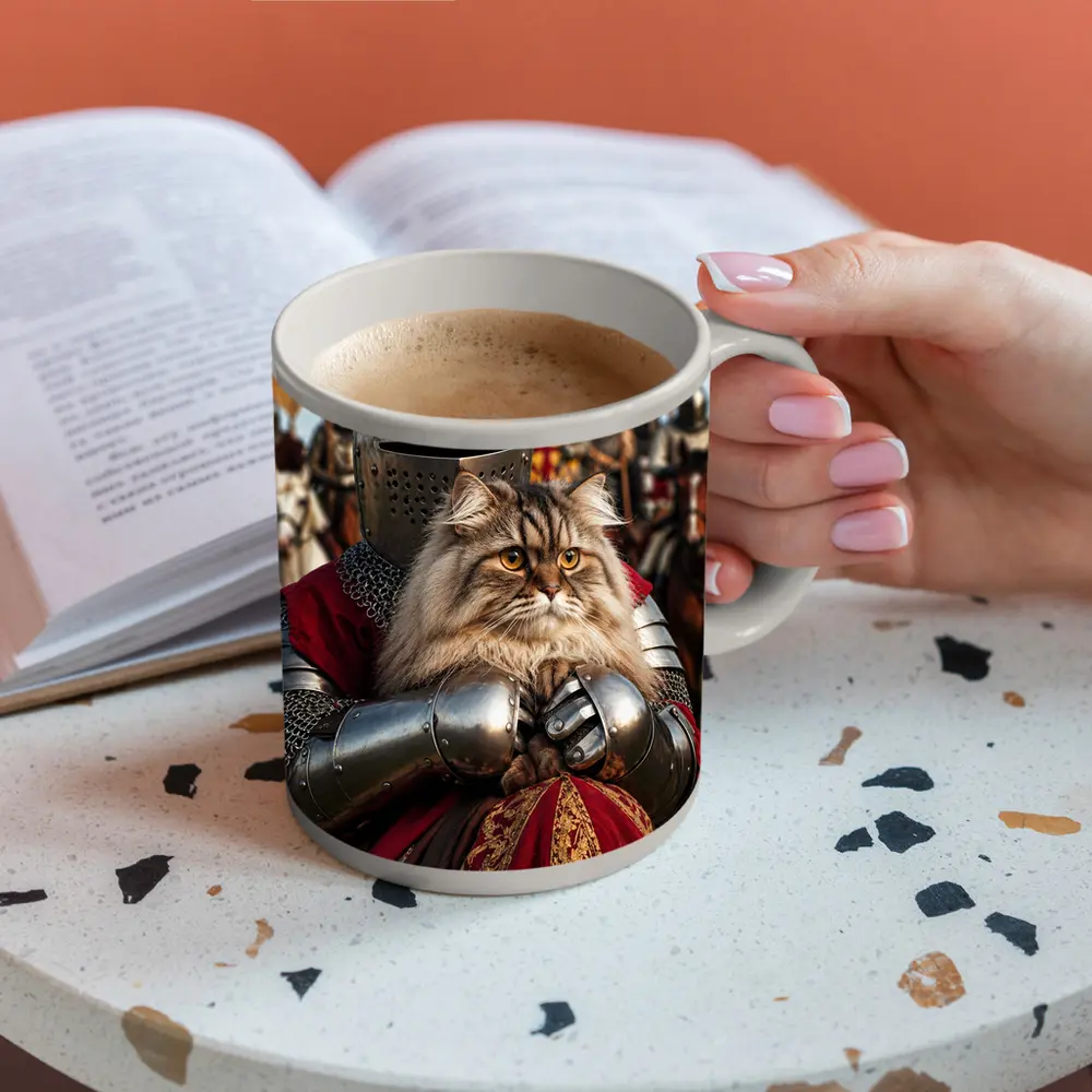 Persian Cat Knight Medieval Tournament Battle Scene – Mugs