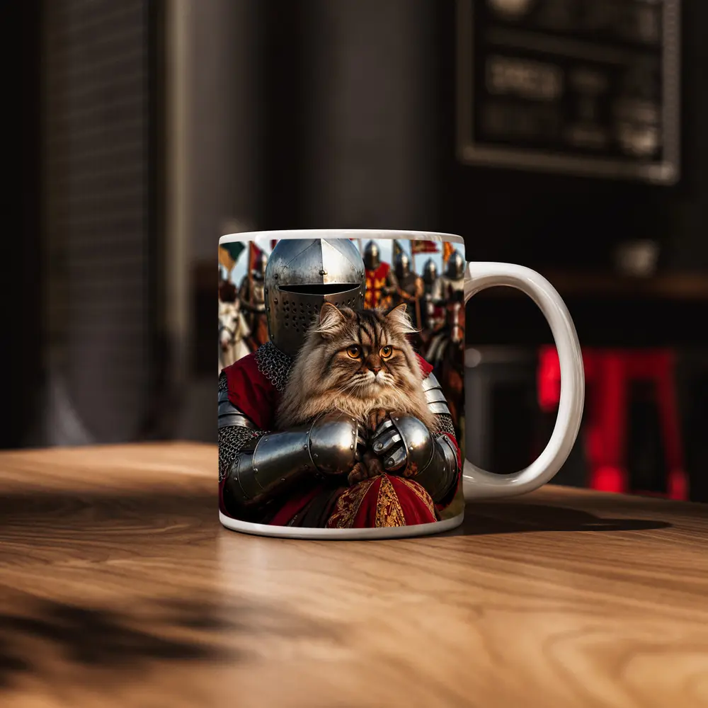 Persian Cat Knight Medieval Tournament Battle Scene – Mugs