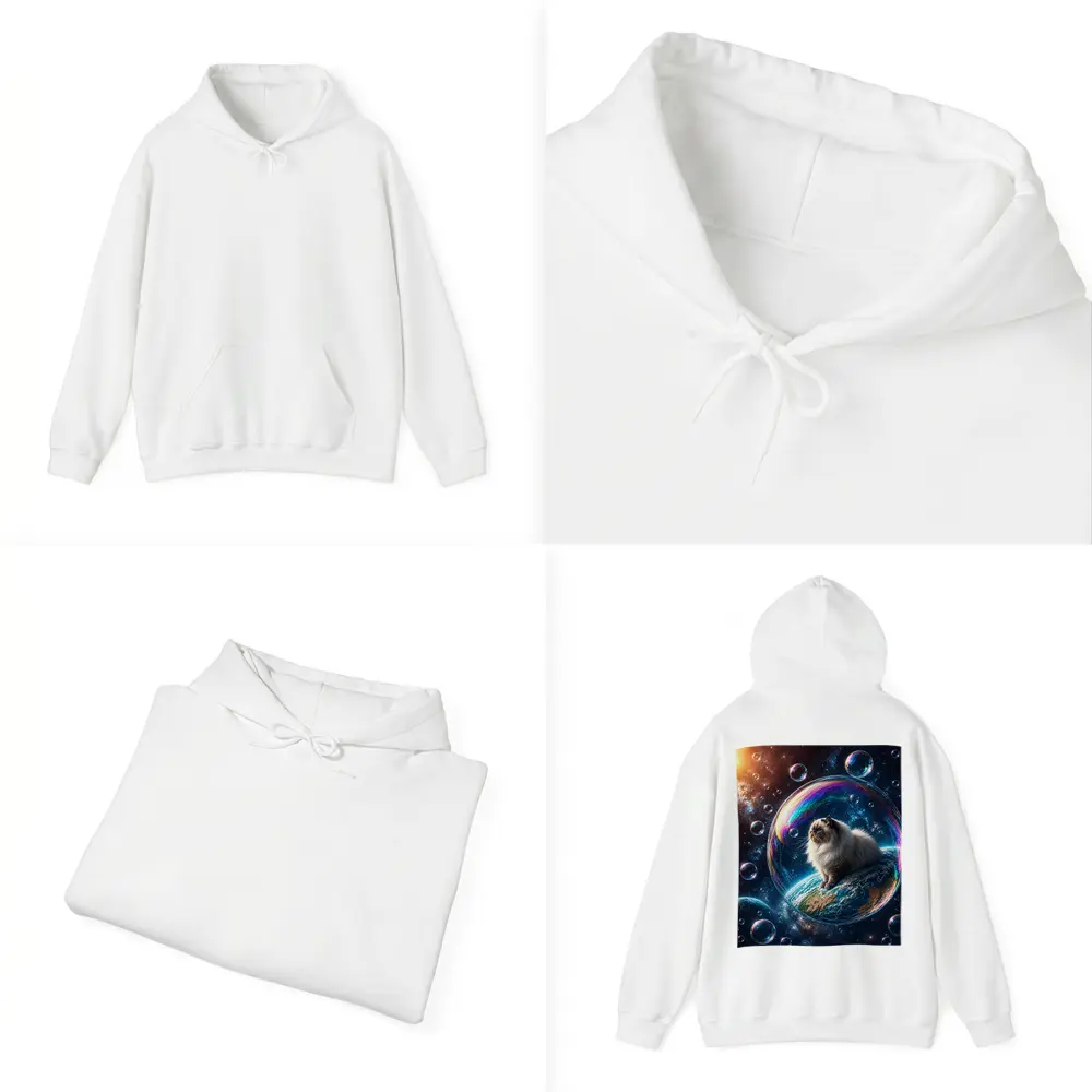 Himalayan Cat Sitting on Earth in Space – Hoodies