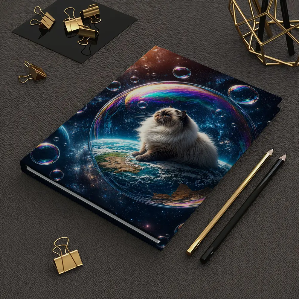 Himalayan Cat Sitting on Earth in Space – Notebooks