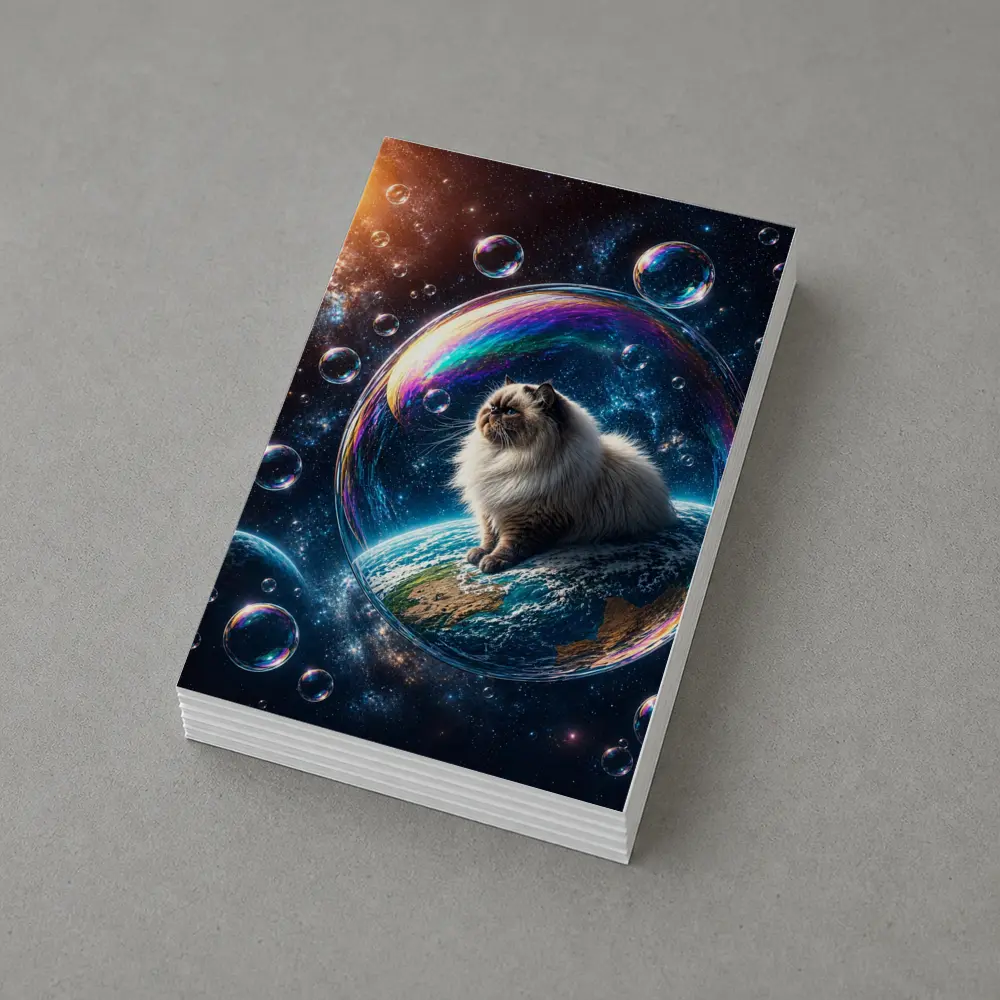 Himalayan Cat Sitting on Earth in Space – Postcards