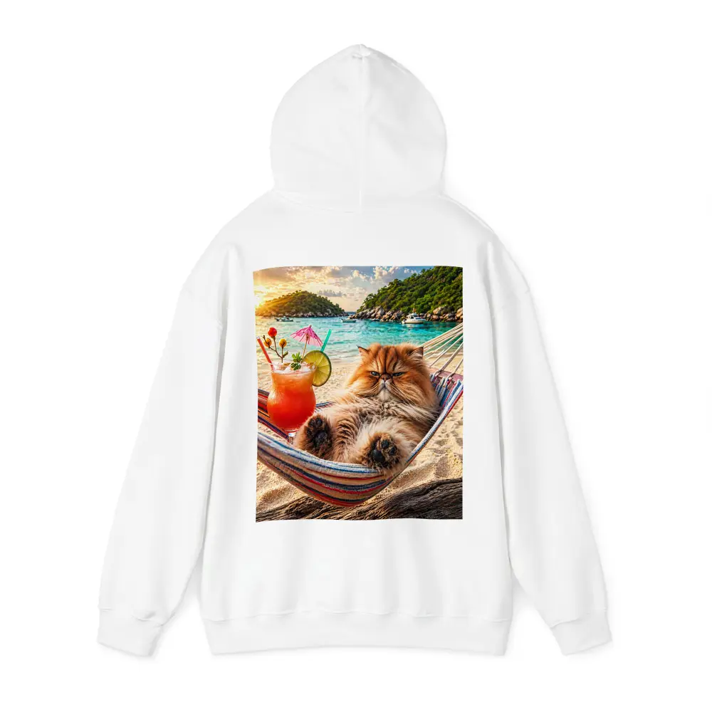Persian Cat Relaxing Beach Hammock Tropical Cocktail – Hoodies