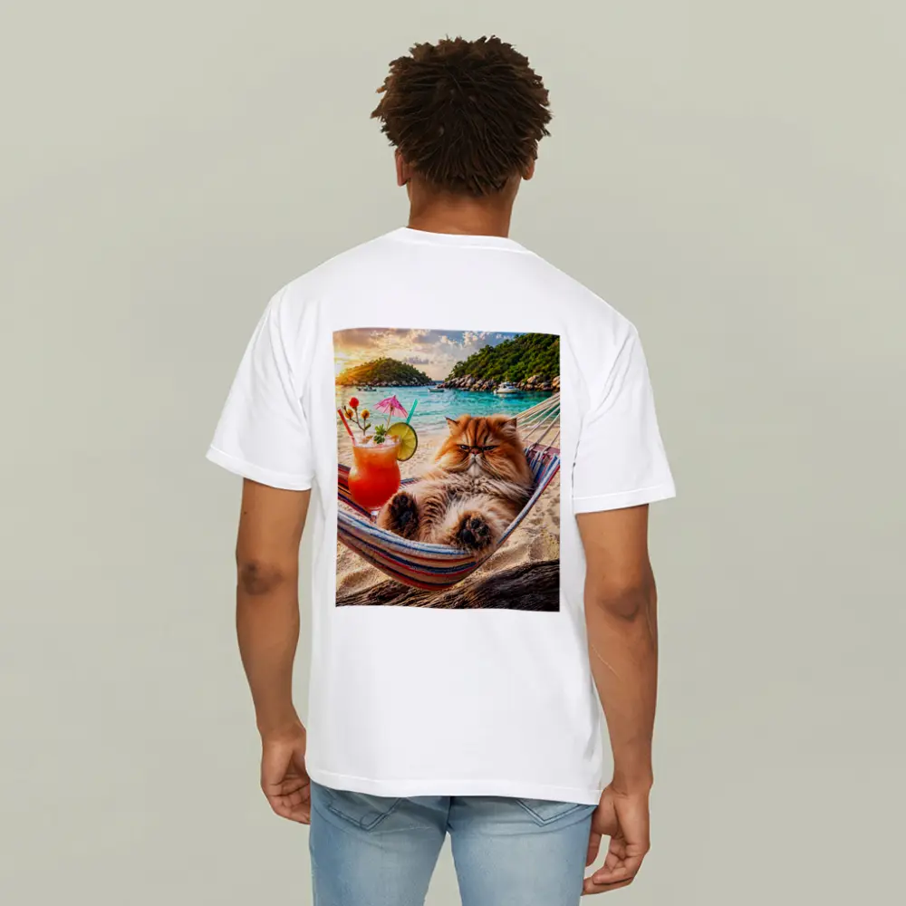 Persian Cat Relaxing Beach Hammock Tropical Cocktail – T-Shirts