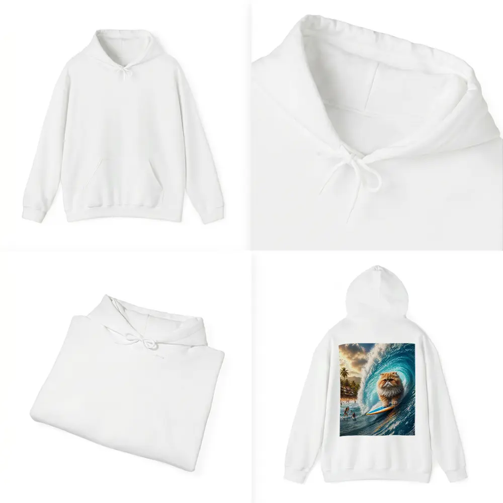 Persian Cat Surfing Giant Ocean Wave – Hoodies