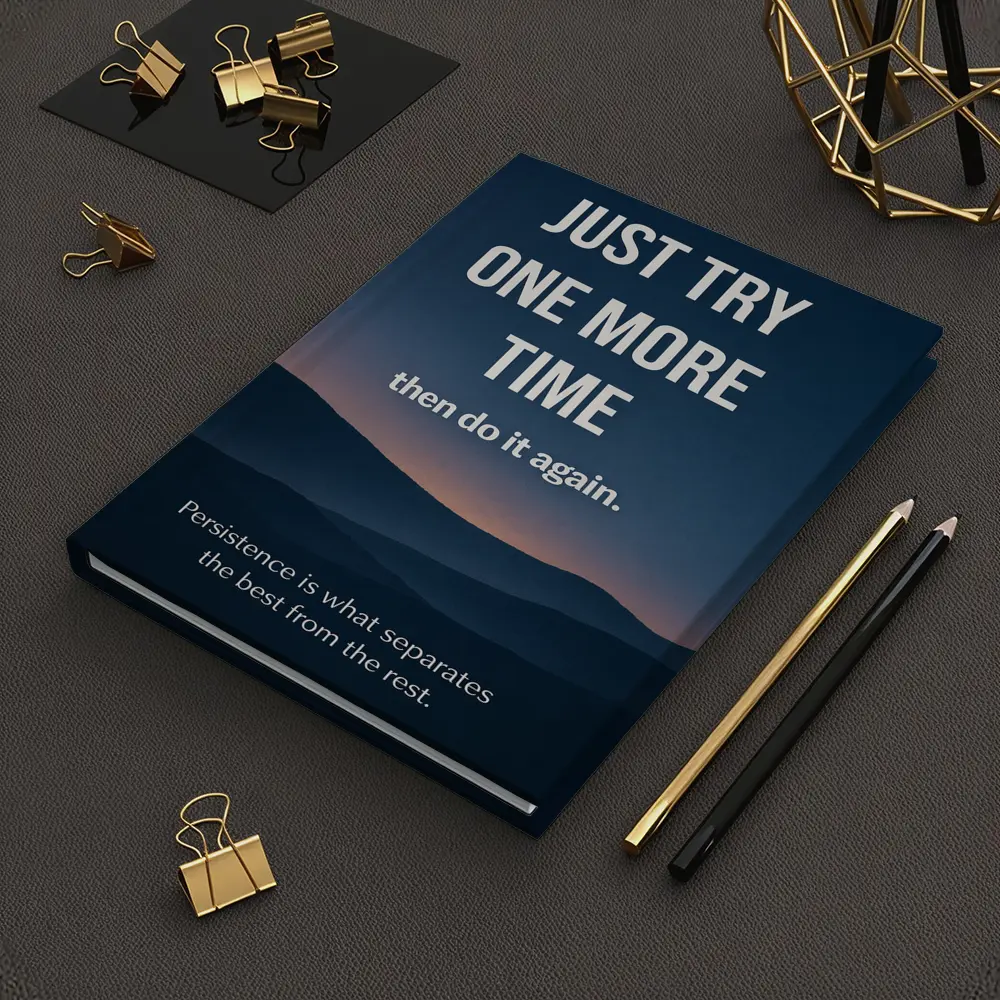 Persistence Quote Dark Blue Mountain Landscape – Notebooks