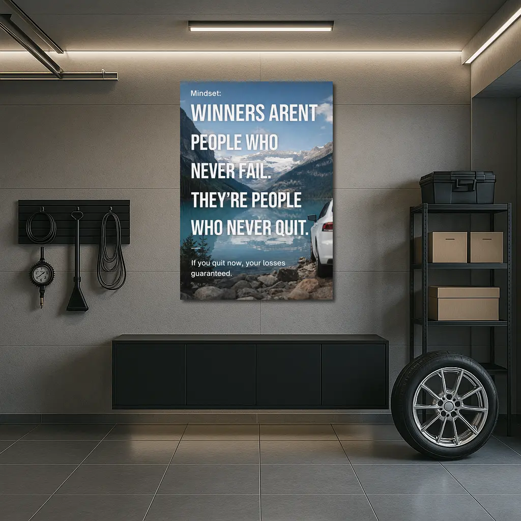 Winners Never Quit Mindset Mountain Lake – Wall Art