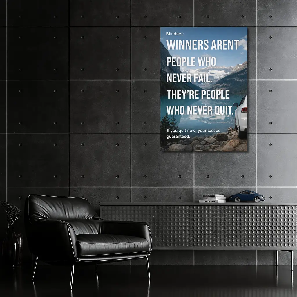 Winners Never Quit Mindset Mountain Lake – Wall Art