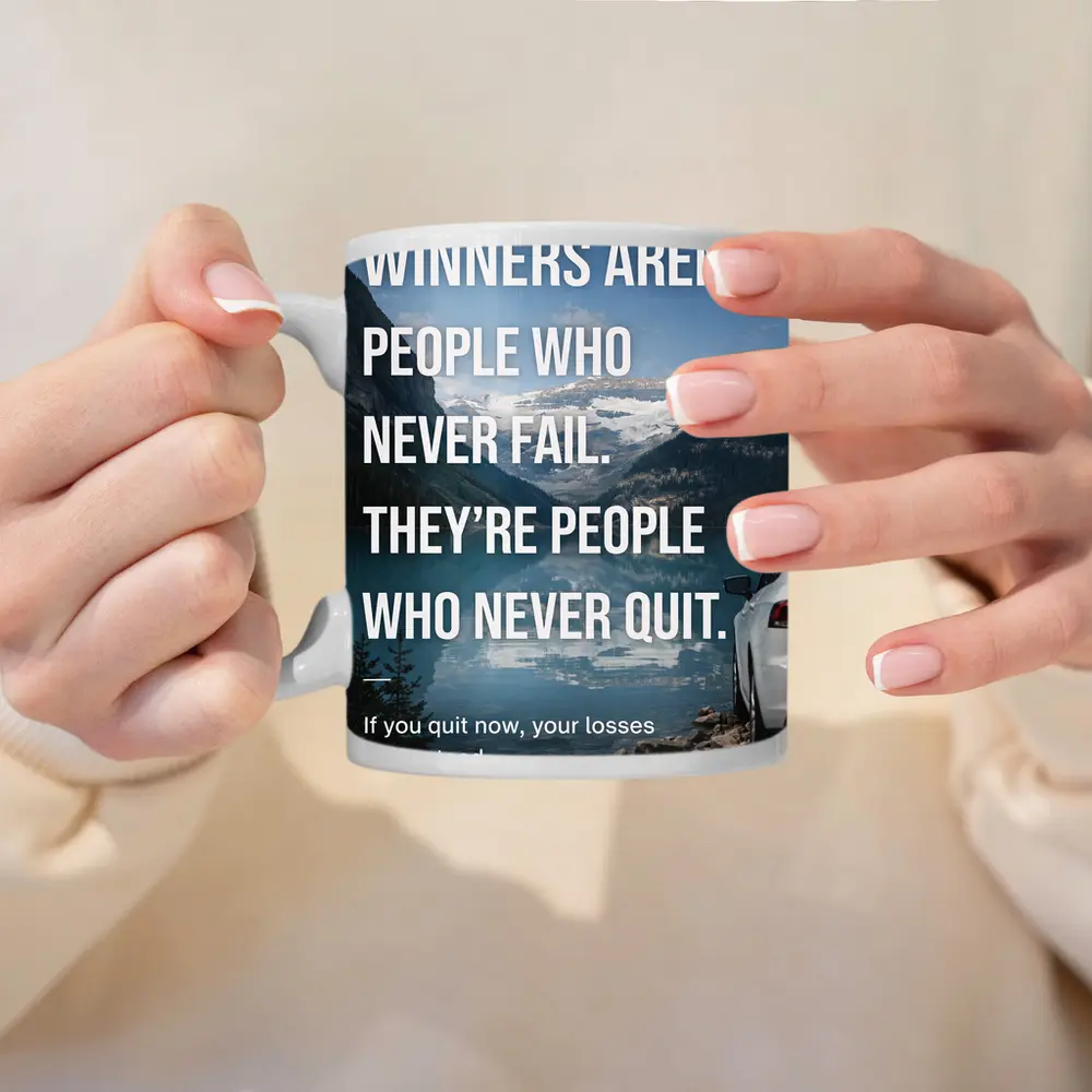 Winners Never Quit Mindset Mountain Lake – Mugs